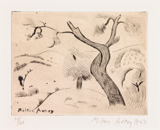 Appraisal: MILTON AVERY The Twisted Tree Drypoint on cream wove paper