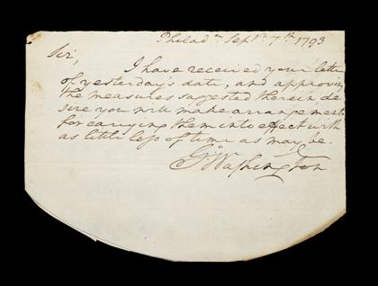 Appraisal: piece Autograph Letter Signed Washington G eorge Philadelphia Sept th