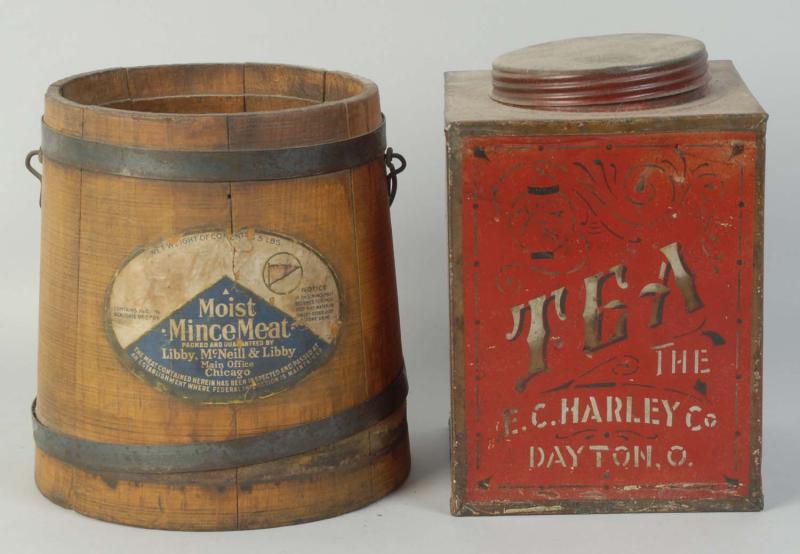 Appraisal: The tin is for tea and the wooden pail is