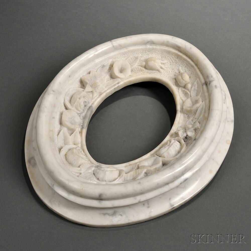 Appraisal: Carved White Marble Frame mid to late th century oval