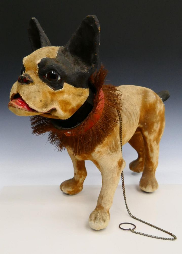 Appraisal: PAPER PAPIER MACHE PULL TOY FRENCH BULL DOG Toy French