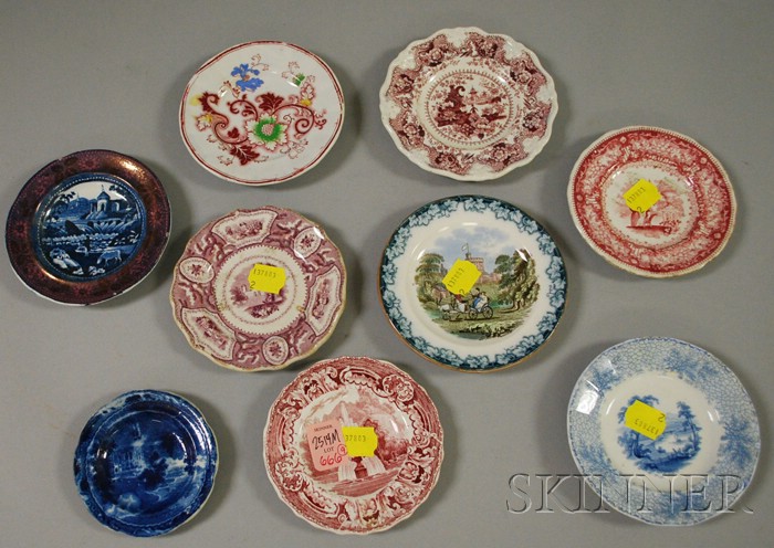 Appraisal: Nine Assorted English Transfer-decorated Children's Staffordshire Toy Dishes