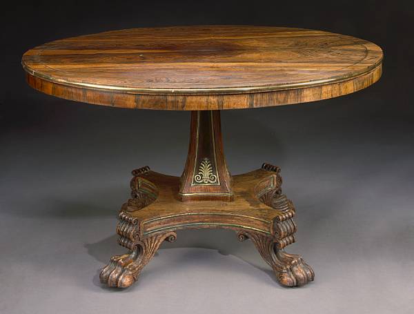 Appraisal: A Regency brass mounted rosewood breakfast table first quarter th