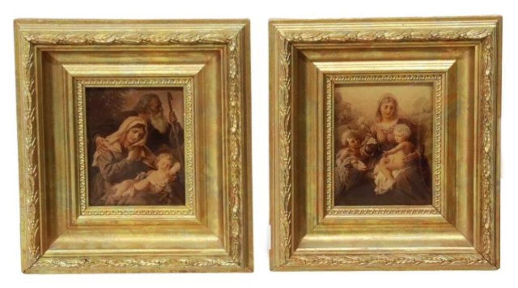 Appraisal: lot of Framed Crystoleum prints on convex glass including Holy