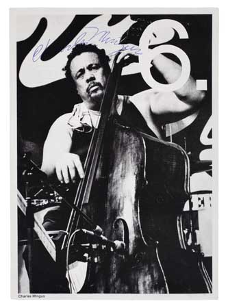 Appraisal: SIGNED BY CHARLES MINGUS MUSIC MINGUS CHARLES Signed photographic promotional