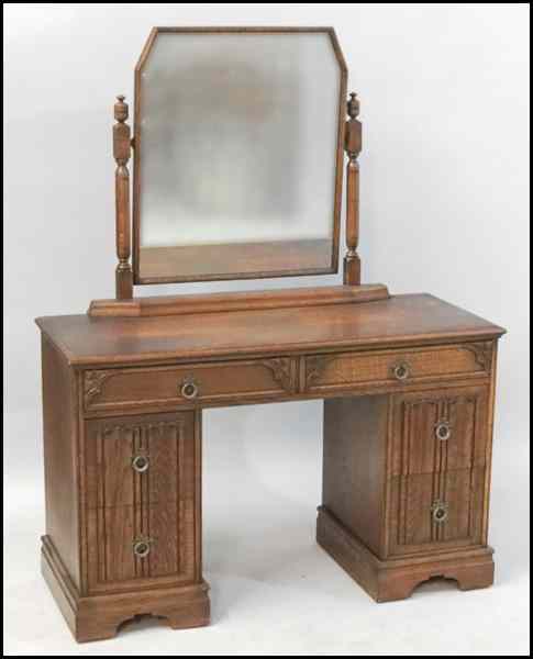 Appraisal: ENGLISH OAK DRESSING TABLE With a cheval mirror H ''