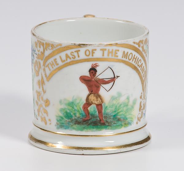 Appraisal: LAST OF THE MOHICANS SHAVING MUG Porcelain shaving mug with