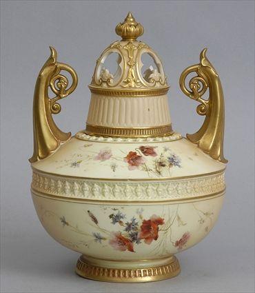 Appraisal: ROYAL WORCESTER PORCELAIN AESTHETIC MOVEMENT JAR AND COVER The hemispherical