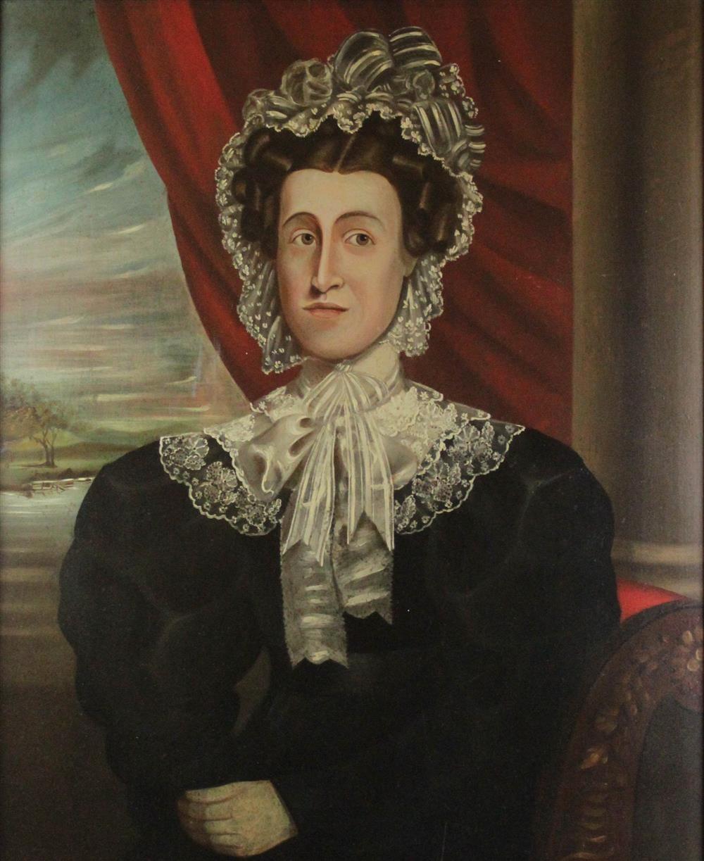 Appraisal: AMERICAN SCHOOL TH CENTURY PORTRAIT OF SARAH HARMAN-GORDON COLUMBIA COUNTY