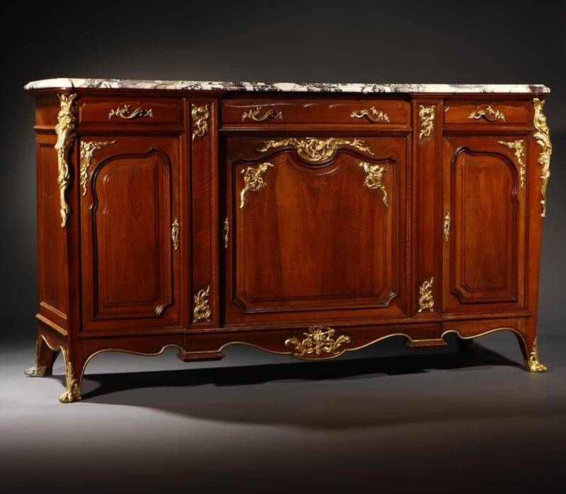 Appraisal: Louis XV style walnut side cabinet Haentges Freres Louis XV