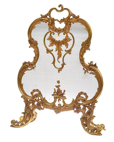 Appraisal: A ROCOCO STYLE FOLIATE CAST GILT METAL FIRE SCREEN cm