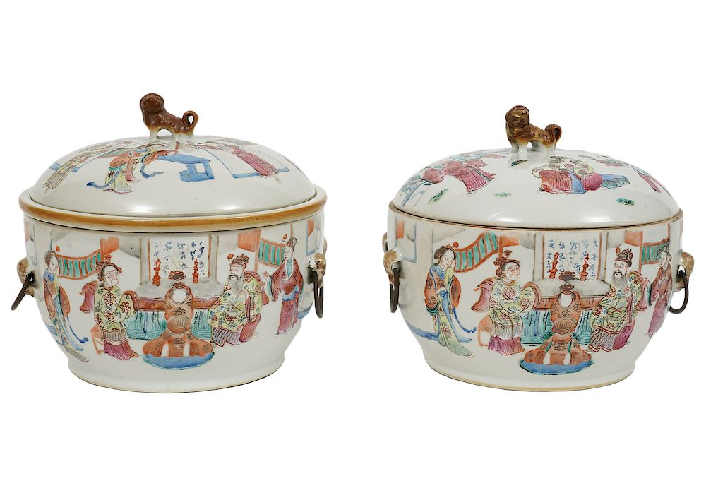 Appraisal: Pr th C Chinese Export Porcelain Tureens Pair of th