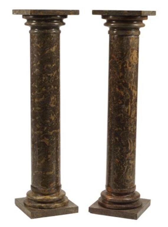 Appraisal: pair Variegated marble column pedestals approx h w d