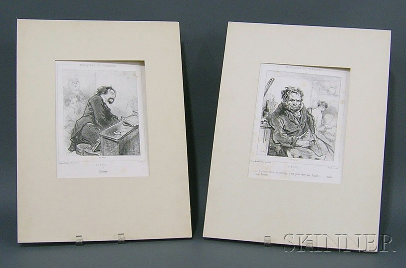 Appraisal: Lot of Five Caricature Lithographs Honore Daumier French - Un