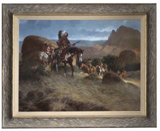 Appraisal: Russ Vickers ''War Paint'' Indians on horseback signed lower right