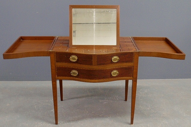 Appraisal: - Hepplewhite style inlaid mahogany Beau Brummell c with a