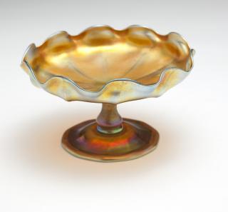 Appraisal: An L C Tiffany gold Favrile candy dish Early th