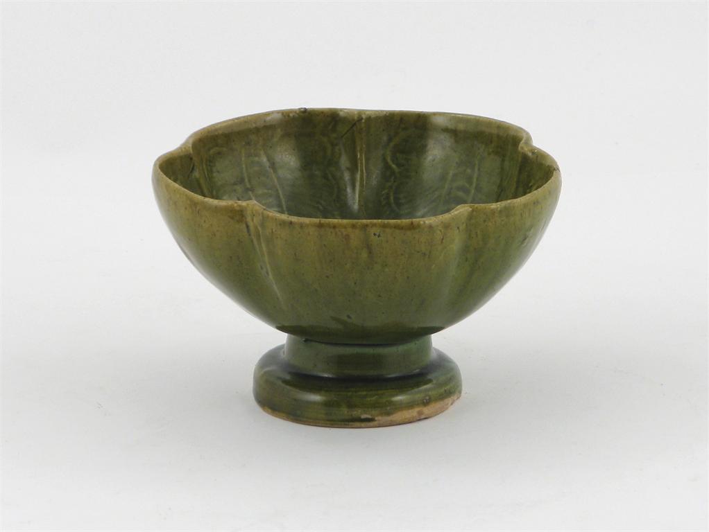 Appraisal: A Chinese pottery cinquefoil stem bowl