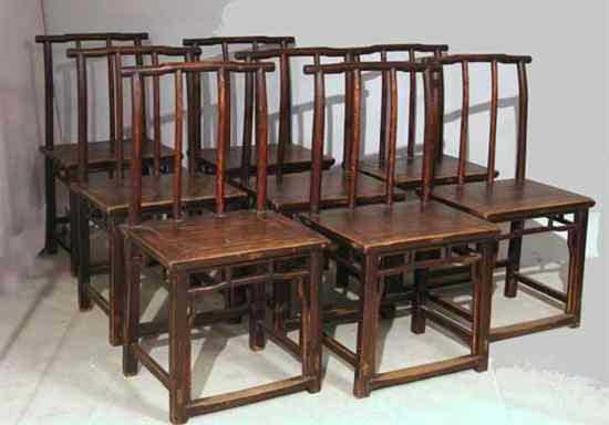 Appraisal: An Assembled Set of Chinese Shanxi Elm Side Chairs circa