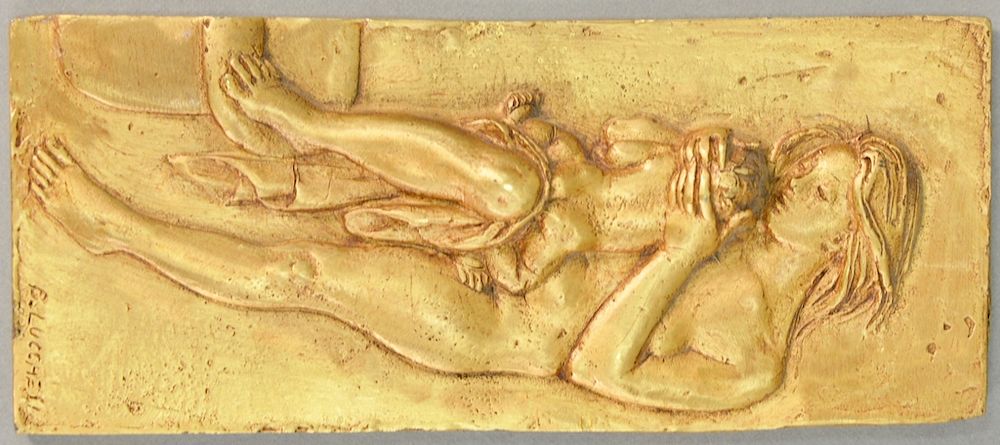 Appraisal: Brunn Lucchesi b bronze plaque of nude mother with child