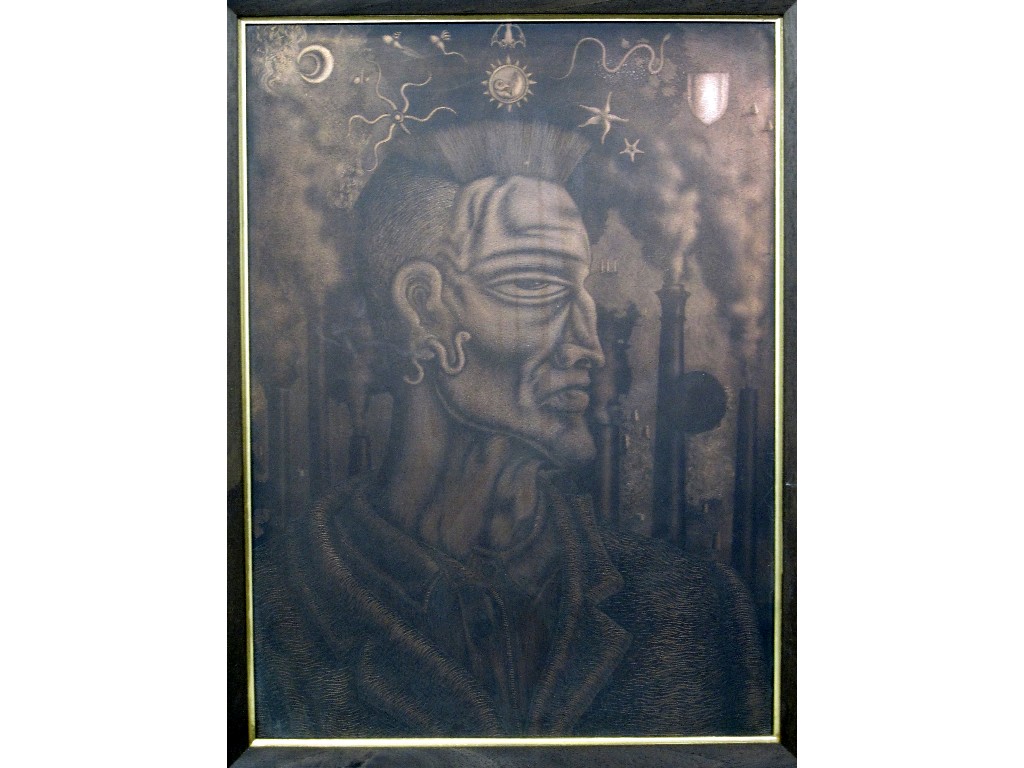 Appraisal: Framed copper etching plate