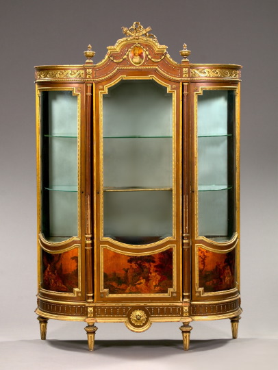 Appraisal: Fine Louis XV-Style Mahogany and Parcel-Gilt Vitrine early th century