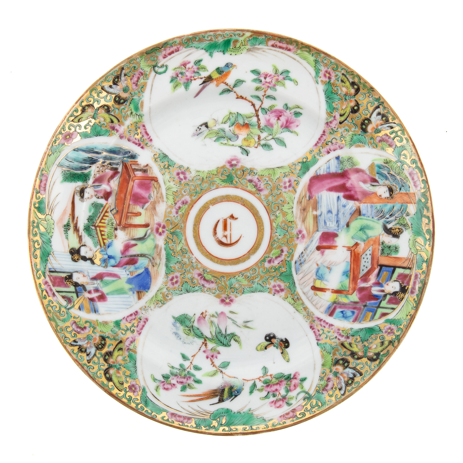 Appraisal: TENNESSEE MARKET CANTON FAMILLE ROSE CARTER PLATE Xianfeng Era circa