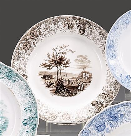 Appraisal: Historical brown transferware dinner plate thomas godwin burslem - Decorated