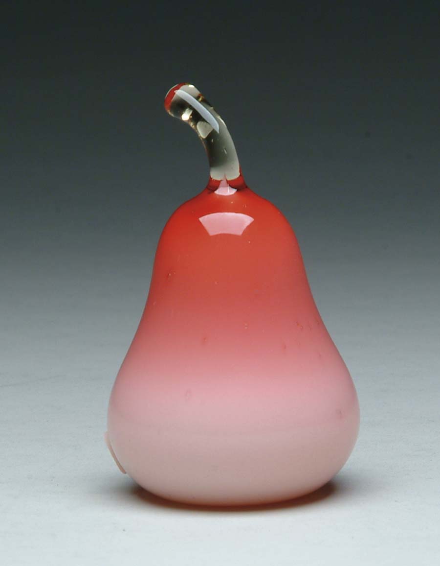 Appraisal: ART GLASS PEAR Cute art glass pear is raspberry pink