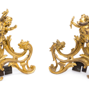 Appraisal: A Pair of Louis XVI Style Gilt Bronze Chenets th