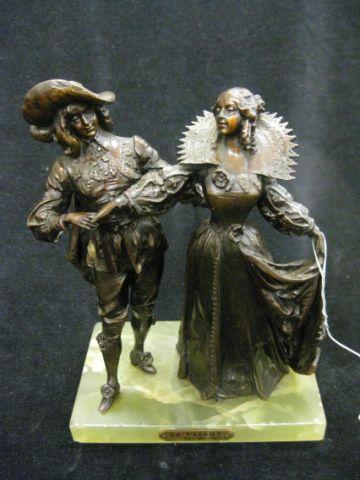 Appraisal: French Victorian Bronzed Statue La Pavane courting scene onyx base