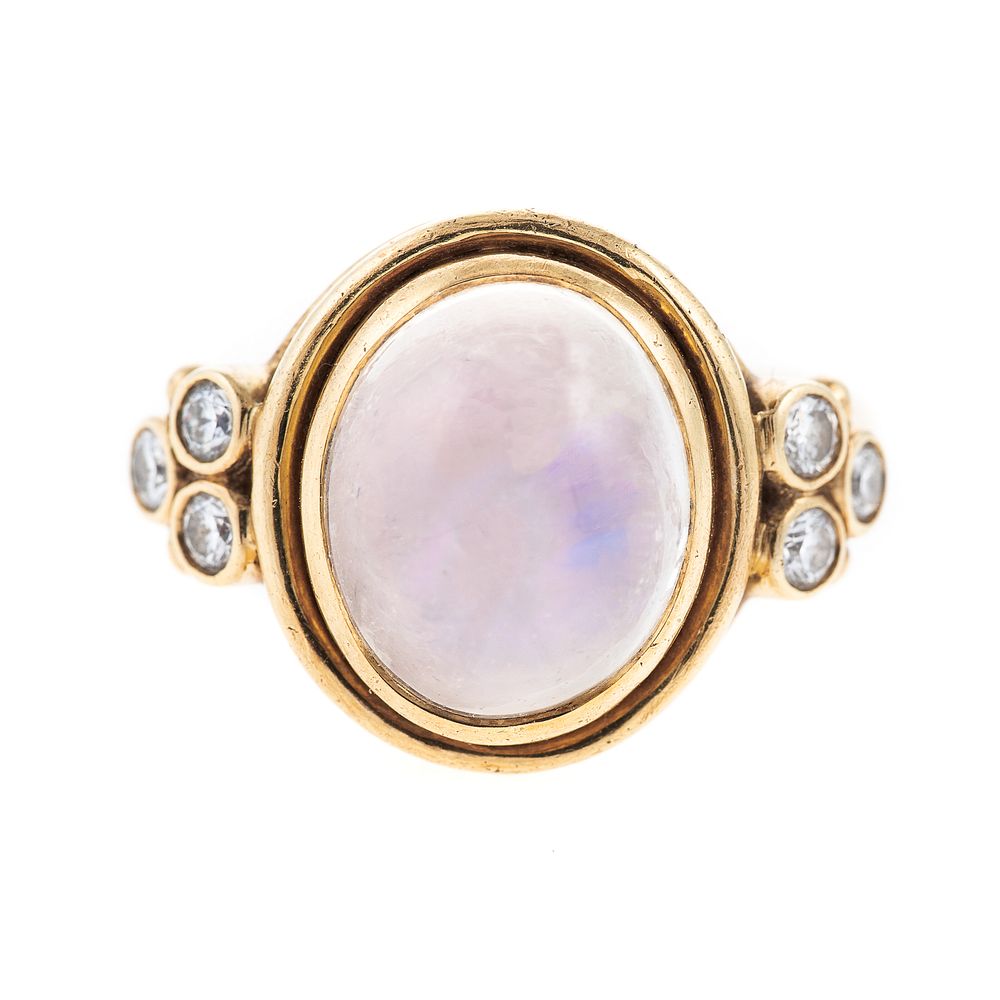 Appraisal: A Handmade Moonstone Diamond Ring in K K yellow gold