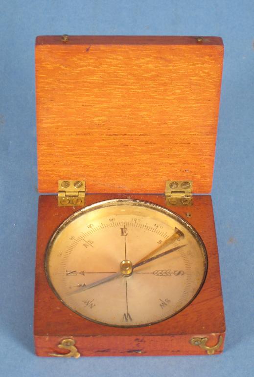 Appraisal: A th Century mahogany case square Compass with silvered dial