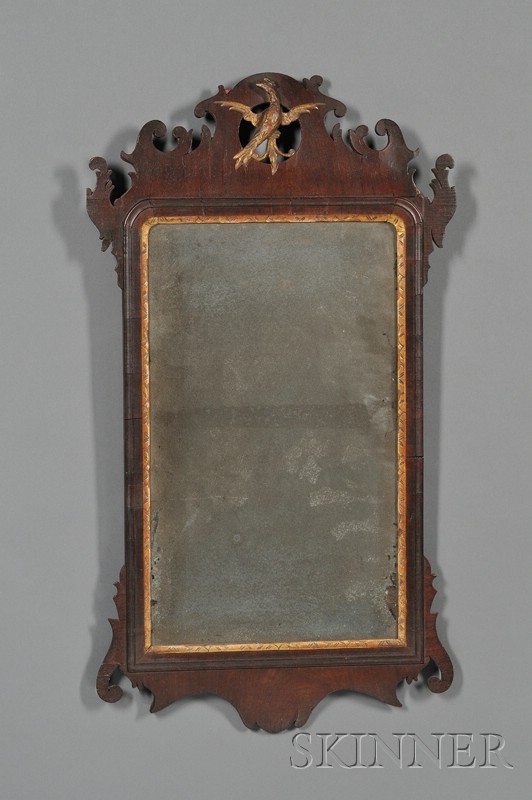 Appraisal: Chippendale Mahogany Veneer and Gilt-gesso Mirror England or America late