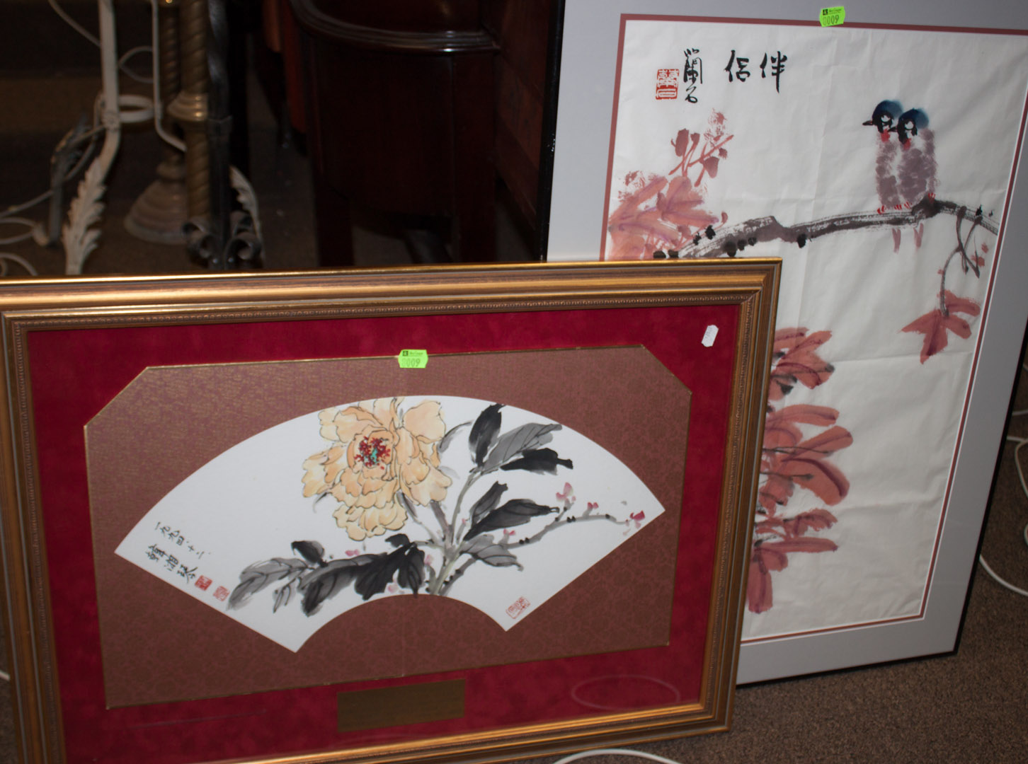 Appraisal: Two framed Oriental artworks