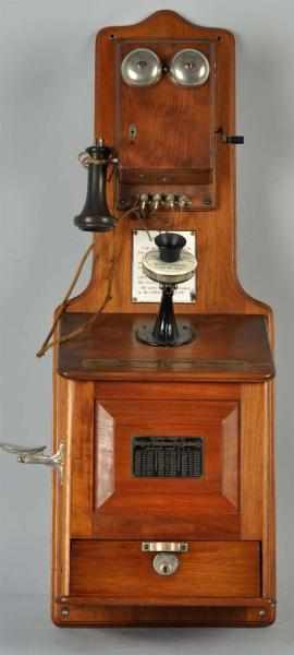 Appraisal: Gray Silver Dollar Pay Station Telephone Circa Walnut W transmitter