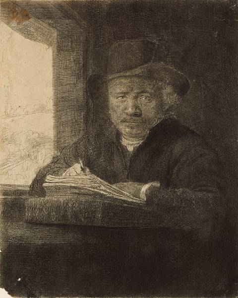 Appraisal: Rembrandt Harmensz van Rijn Dutch - Self-portrait Drawing at a