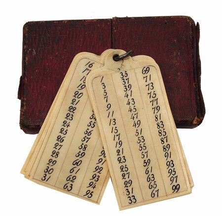 Appraisal: A GROUP OF SIX IVORY CARDS with three columns of