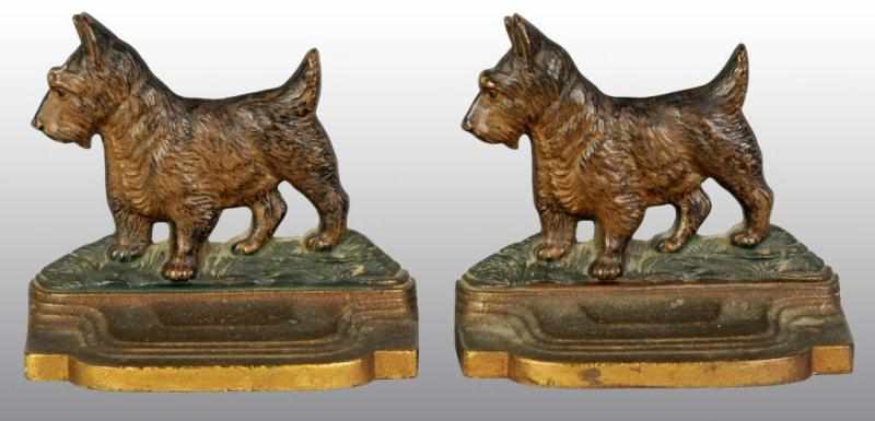 Appraisal: Cast Iron Standing Scottie Bookends Description Manufactured by Bradley and