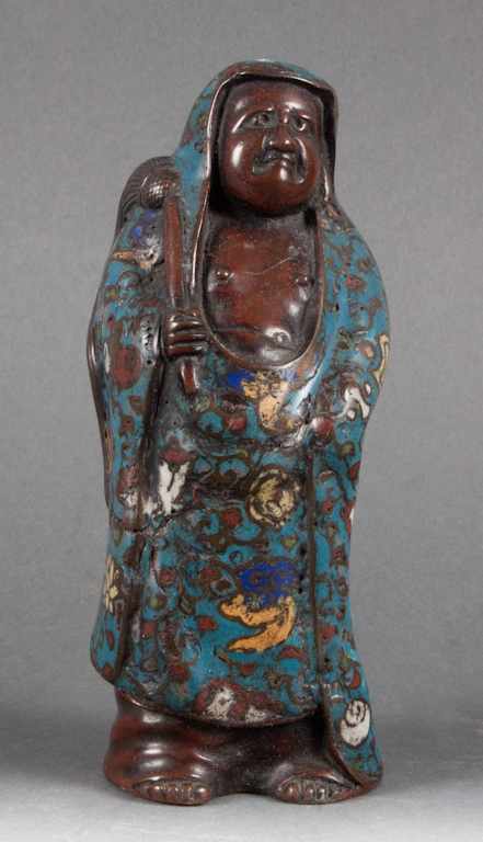 Appraisal: Chinese cloisonne and patinated bronze figure of a Buddhist saint