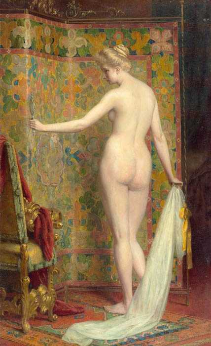 Appraisal: PROBST CARL Austria - Standing female nude Oil on canvas