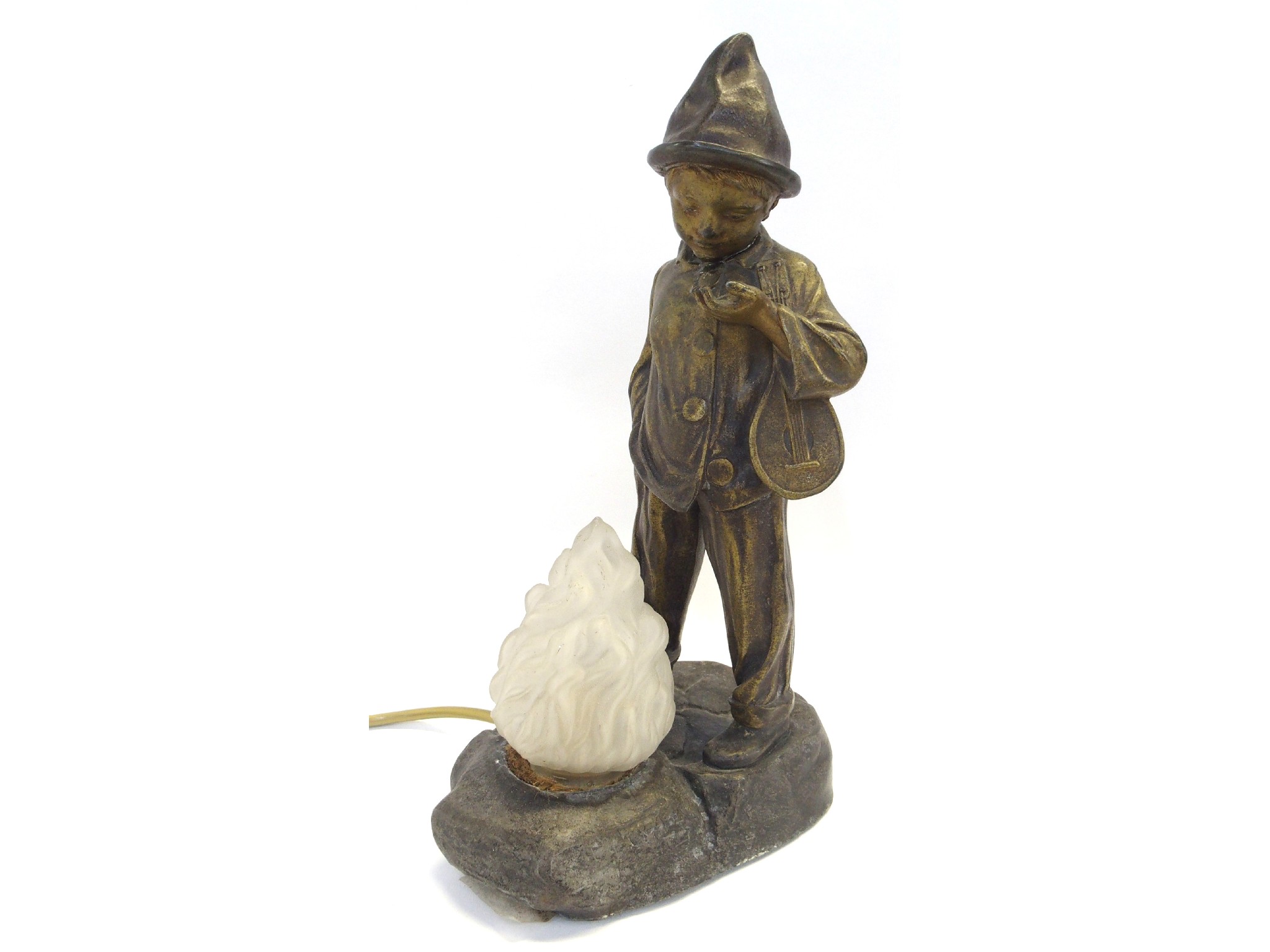 Appraisal: French cast patinated spelter figural lamp base