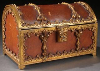 Appraisal: FRENCH GILT BRONZE AND LEATHER DRESSER BOX A FINE FRENCH