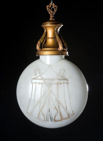 Appraisal: ODD FELLOWS PATRIARCH MILITANT GLOBE LIGHT FIXTURE ca opal glass