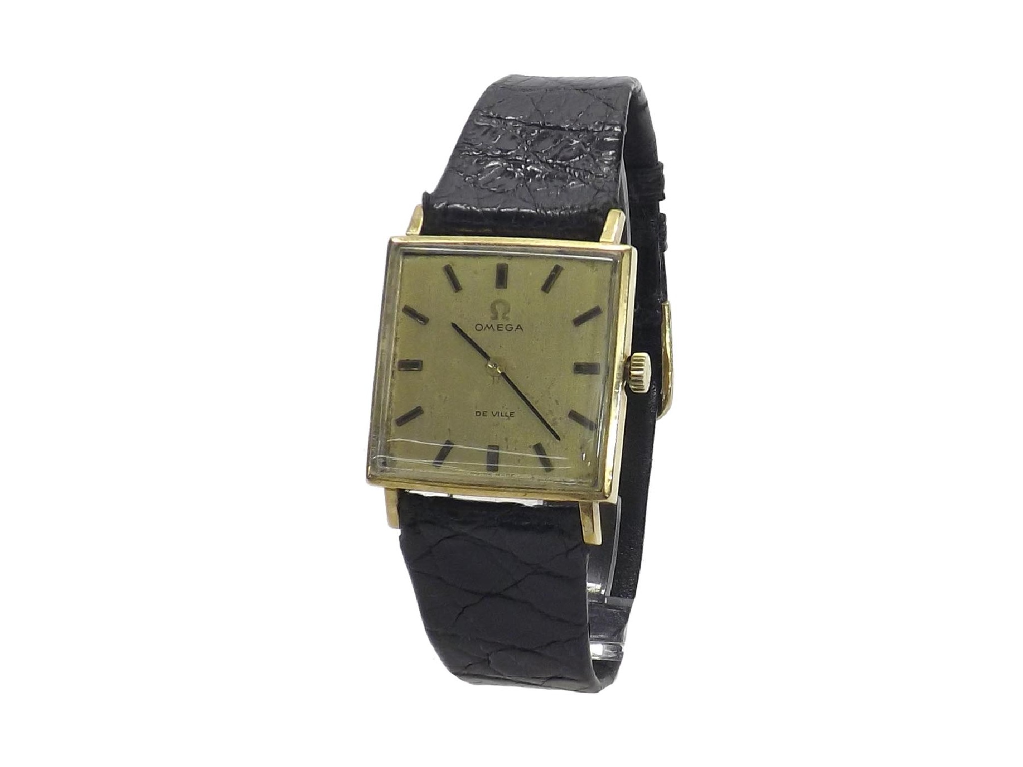 Appraisal: Omega De Ville ct square gentleman's wristwatch circa the gilt