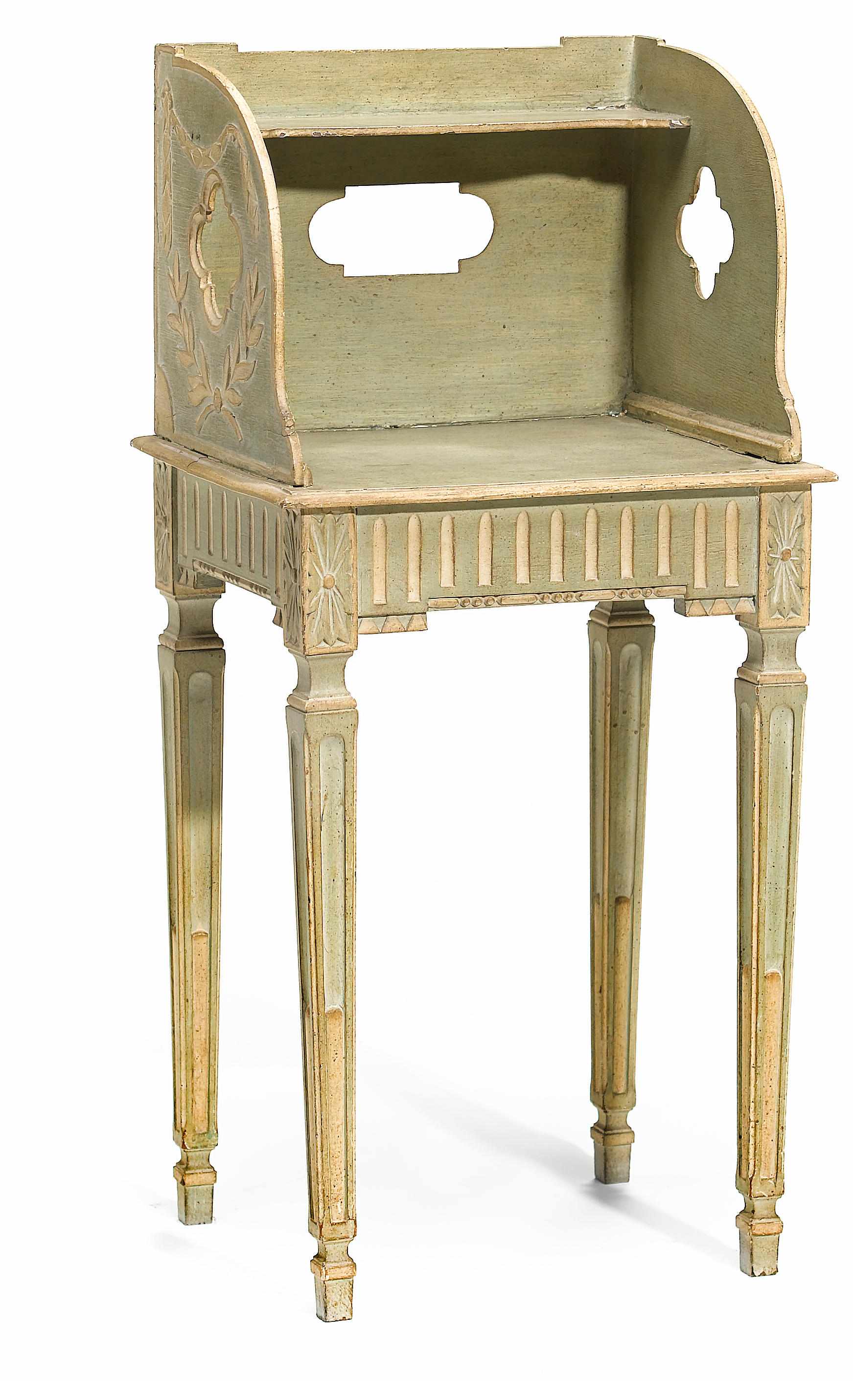 Appraisal: An Italian Neoclassical style paint decorated side table The galleried