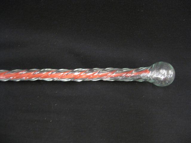 Appraisal: Victorian Art Glass Knob Cane red hollow interio long swirl