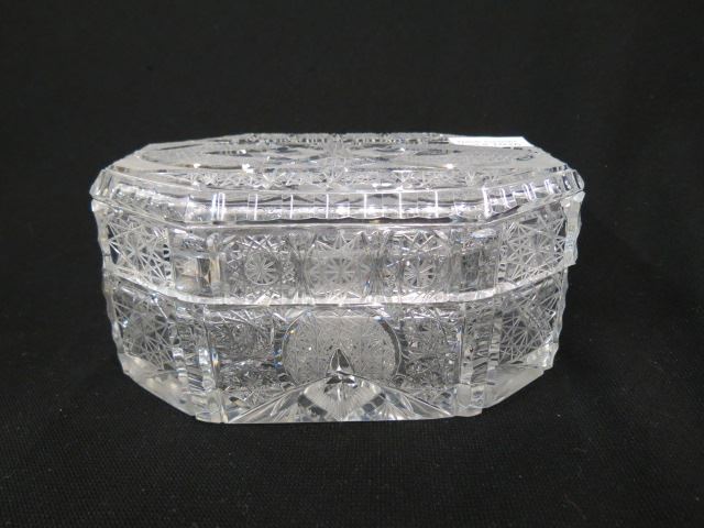 Appraisal: Cut Crystal Dresser Box elaborate overall cutwork x excellent