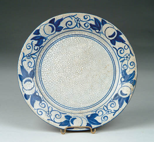 Appraisal: DEDHAM POTTERY PLATE WITH HORSE CHESTNUT DECORATION Blue mark to