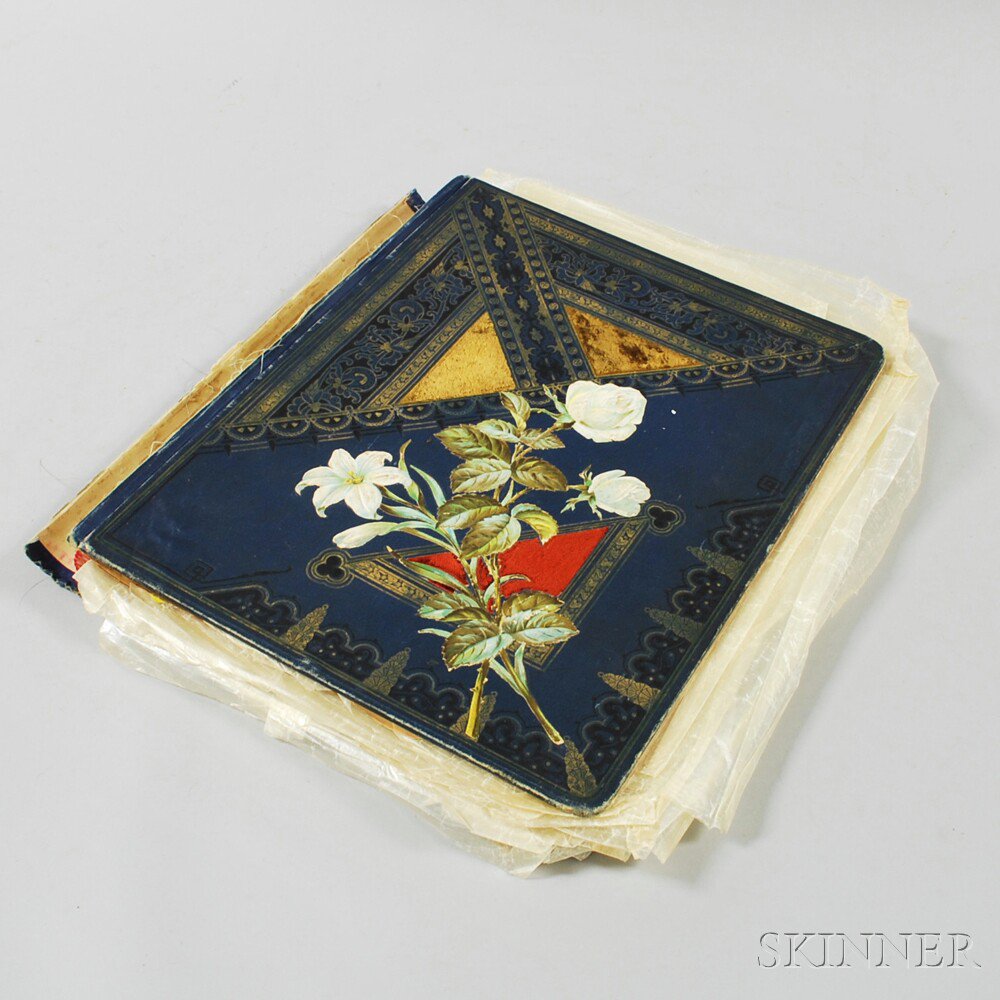 Appraisal: Victorian Scrapbook Album with pages of calling cards trading cards